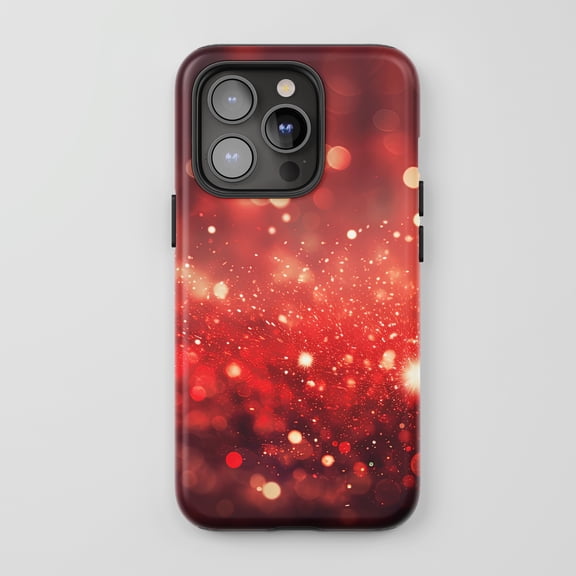 Red Glitter Sparkle For All iPhone Series Tough Phone Case Abstract Red