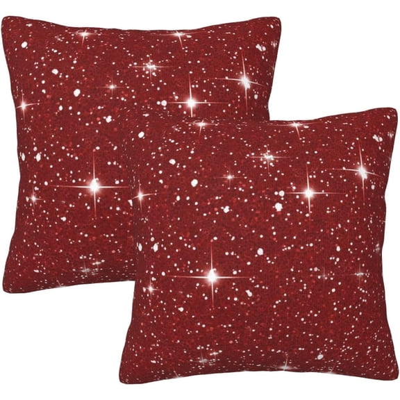 Red Glitter Stars Pillow Covers Set of 2 18x18 Inch Throw Pillow Covers Decorative Pillow Cases Square Cushion Cover Pillow Protector for Home Couch Sofa Car
