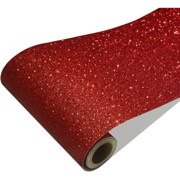 Red Glitter Wallpaper Border Peel and Stick Self Adhesive Removable Shiny Fabric Wall Border Sticker for Girls Bedroom Dresser DIY 8"x80"