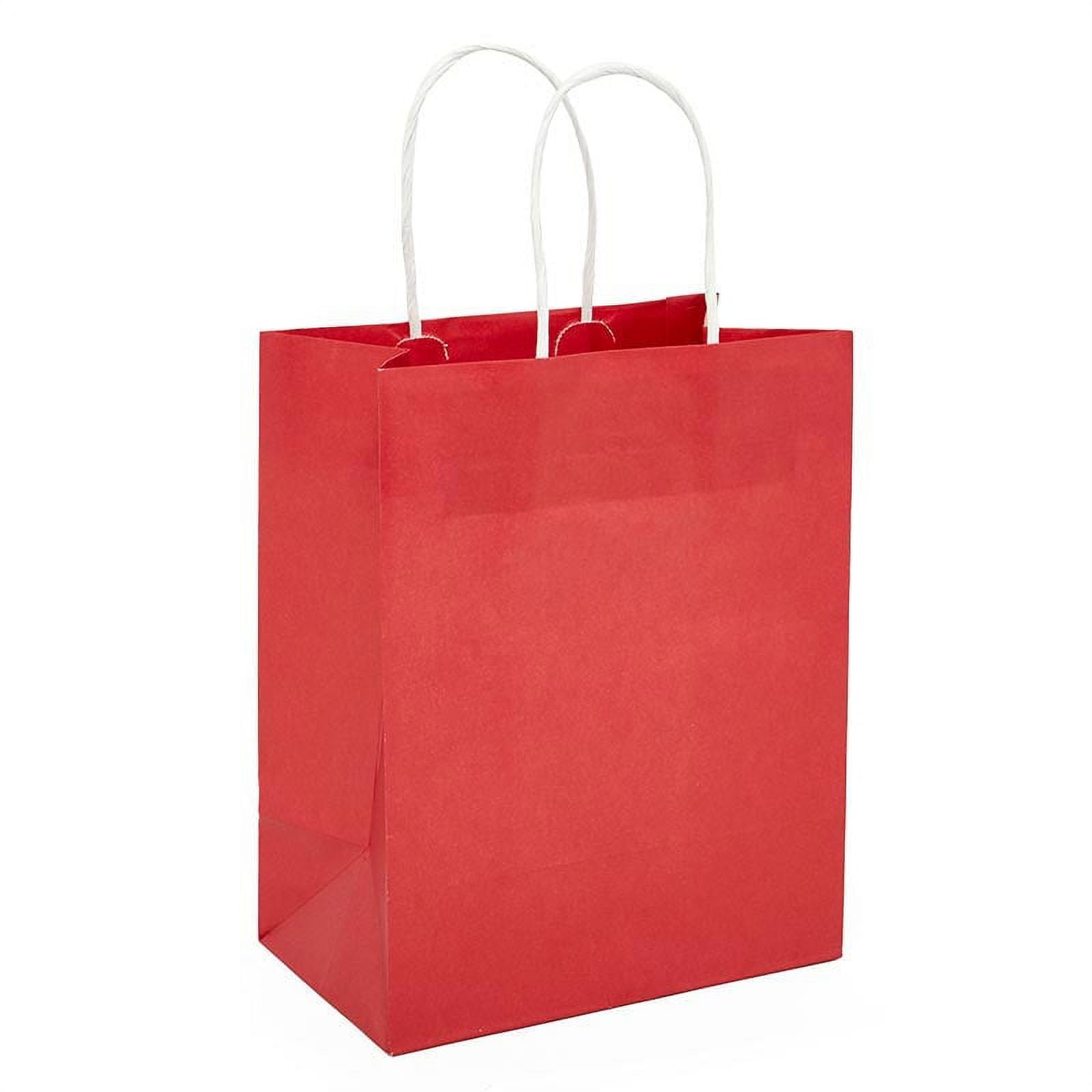 Red Gloss Handle Gift Bags Quantity 25 Width 8" Gusset 4 3/4
