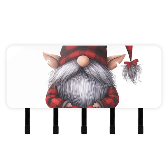 Red Gnome Heart Mail Holder Organizer Wall Mount with Shelf Key Holder Key Rack with 5 Key Hooks for Wall Decorative