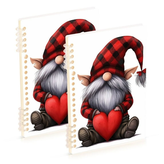 Red Gnome Heart Ring Binder Notebook Journey Note Diary College Ruled Spiral Notebook Study Loose Leaf Paper A5 60 Pages
