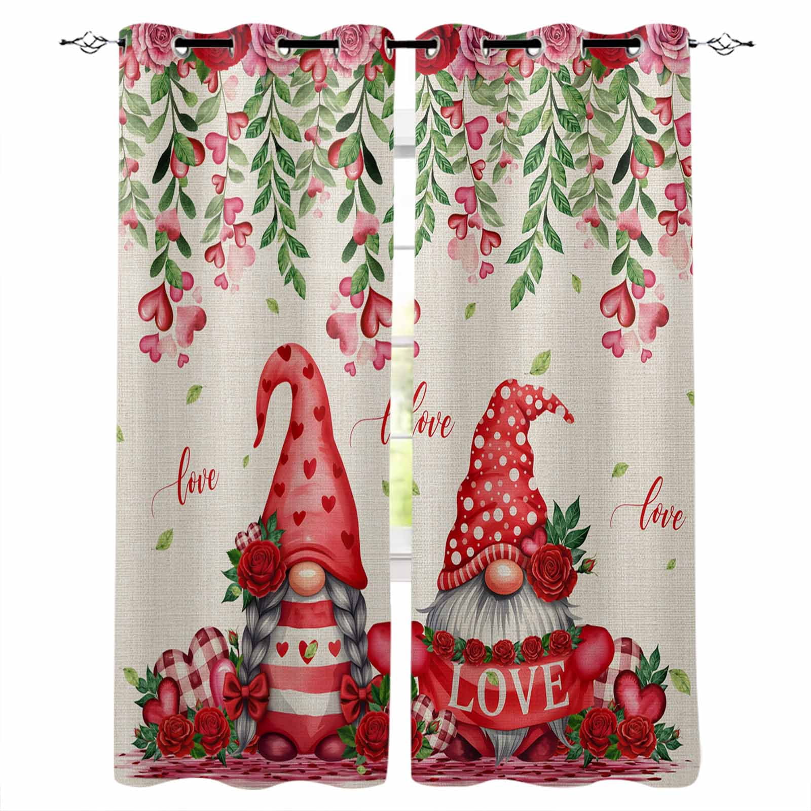 Red Gnomes Blackout Curtains 54 Inch Length 2 Panels Set for Living ...