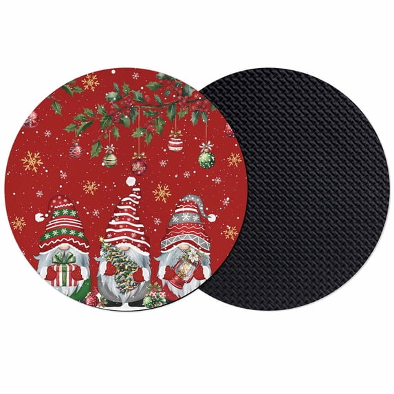Red Gnomes Christmas Coasters Set of 2, Absorbent Coasters for Drinks, Xmas Ball Gifts Snowflake Coaster for Desk Coffee Table Protection, Home Decor House Warming Gifts 4"