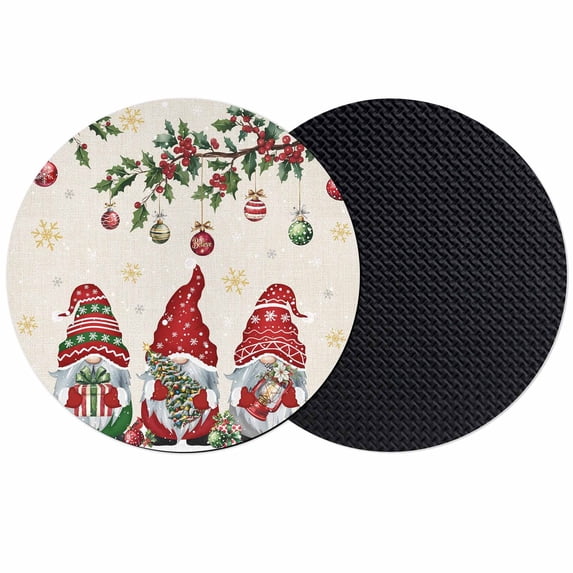 Red Gnomes Christmas Coasters Set of 2, Absorbent Coasters for Drinks, Xmas Ball Gifts Snowflake Rustic Coaster for Desk Coffee Table Protection, Home Decor House Warming Gifts 4"