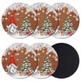 thumbnail image 1 of Red Gnomes Christmas Coasters Set of 6, Absorbent Coasters for Drinks, Snowflake Xmas Tree Gifts Winter Wooden Coaster for Desk Coffee Table Protection, Home Decor House Warming Gifts 4", 1 of 8