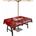 thumbnail image 1 of Red Gnomes Christmas Outdoor Tablecloth - 52x70 Inch Rectangle Dining Table Cover, Snowflake Xmas Poinsettia Waterproof Outdoor Table Cloth with Umbrella Hole & Zipper for Picnic/Patio, 1 of 1