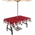thumbnail image 1 of Red Gnomes Christmas Outdoor Tablecloth - 60x120 Inch Rectangle Dining Table Cover, Xmas Snowflake Tree Waterproof Outdoor Table Cloth with Umbrella Hole & Zipper for Picnic/Patio/Party, 1 of 1