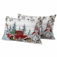 thumbnail image 1 of Red Gnomes Christmas Outdoor Waterproof Pillow Covers, Xmas Tree Snowflake Pine Cones Wooden Decorative Rectangle Throw Pillowcase Sofa Cushion Sham for Patio/Couch/Chair, 20"x12" 2 Pack, 1 of 8