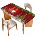 thumbnail image 1 of Red Gnomes Christmas Table Cloths for 3 Foot Rectangle Tables, Xmas Tree Balls Snowflake Patio Waterproof Elastic Fitted Tablecloths, Washable Rectangular Table Cover for Camping, 1 of 8