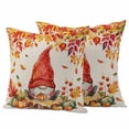thumbnail image 1 of Red Gnomes Fall Outdoor Waterproof Pillow Covers, Thanksgiving Pumpkin Maple Eucalyptus Beige Decorative Square Throw Pillowcase Sofa Cushion Sham for Patio/Couch/Chair, 24"x24" 2 Pack, 1 of 8