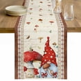 thumbnail image 1 of Red Gnomes Mushrooms Table Runner - 36 Inch Long Spring Floral Watercolor Botanical Vintage Cotton and Linen Blended Dress Scarves Farmhouse Table Runner for Kitchen Dining, Coffee Table, 13" x 36", 1 of 8