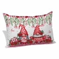thumbnail image 1 of Red Gnomes Pillow Covers, Linen Long Throw Pillow Case, Valentine's Day Love Roses Leaves White Holiday Pillow Protector Decorative Cushion Cover for Living Room/Bedroom 20" x 36", 1 of 8