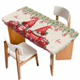 thumbnail image 1 of Red Gnomes Table Cloths for 3 Foot Rectangle Tables, Valentine Roses Leaves Love Beige Rustic Patio Waterproof Elastic Fitted Tablecloths, Washable Rectangular Table Cover for Camping, 1 of 8