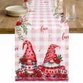 thumbnail image 1 of Red Gnomes Table Runner - 120 Inch Long Valentine Roses Love Leaves Pink Plaid Cotton and Linen Blended Dress Scarves Farmhouse Table Runner for Kitchen Dining, Coffee Table, 13" x 120", 1 of 8