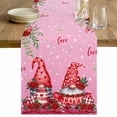 thumbnail image 1 of Red Gnomes Table Runner - 48 Inch Long Valentine's Day Love Roses Leaves Ombre Pink Cotton and Linen Blended Dress Scarves Farmhouse Table Runner for Kitchen Dining, Coffee Table, 13" x 48", 1 of 8