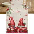 thumbnail image 1 of Red Gnomes Table Runner 72 Inches Long Farmhouse Dress Scarves, Valentine Roses Leaves Love Beige Rustic Dining Tablerunner for Coffee Table/Kitchen Island/Party Décor, 13" x 72", 1 of 8