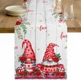 thumbnail image 1 of Red Gnomes Table Runner - 90 Inch Long Valentine Roses Love Leaves Wood Rustic Cotton and Linen Blended Dress Scarves Farmhouse Table Runner for Kitchen Dining, Coffee Table, 13" x 90", 1 of 8