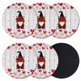 thumbnail image 1 of Red Gnomes Valentine's Day Coasters Set of 6, Absorbent Coasters for Drinks, Love Heart Roses Vintage Coaster for Desk Coffee Table Protection, Home Decor House Warming Gifts 4", 1 of 8