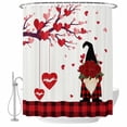 thumbnail image 1 of Red Gnomes Valentines Day Shower Curtain Set - Standard 72" x 72" Washable Bathtub Curtain with 12 Hooks, Love Heart Tree Roses Plaid Waterproof Fabric Shower Curtains for Bathroom/Bathtub Décor, 1 of 6