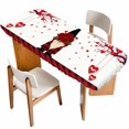thumbnail image 1 of Red Gnomes Valentines Day Table Cloths for 8 Foot Rectangle Tables, Love Heart Tree Roses Plaid Patio Waterproof Elastic Fitted Tablecloths, Washable Rectangular Table Cover for Camping, 1 of 8
