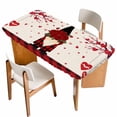 thumbnail image 1 of Red Gnomes Valentines Table Cloths for 5 Foot Rectangle Tables, Love Heart Tree Roses Plaid Rustic Patio Waterproof Elastic Fitted Tablecloths, Washable Rectangular Table Cover for Camping, 1 of 8