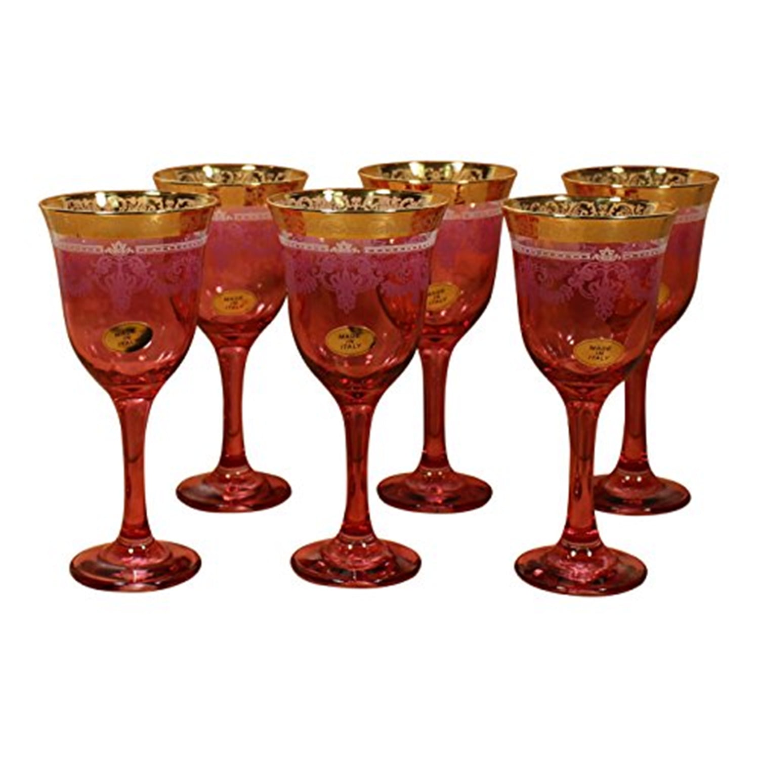 Lorren Home Trends 9 oz. Deep Red Color Red Wine Goblet Set (Set of 4)