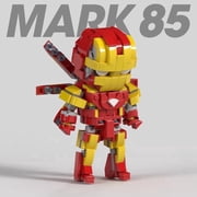 Red Gold Armored Character Figure Building Blocks Set, DIY Assemble Mecha Style Brick Model, Desktop Display Collectible Ornament