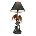 thumbnail image 1 of Red Gold Armored Dragon On Celtic Knotwork High Cross With Crystal Table Lamp, 1 of 9