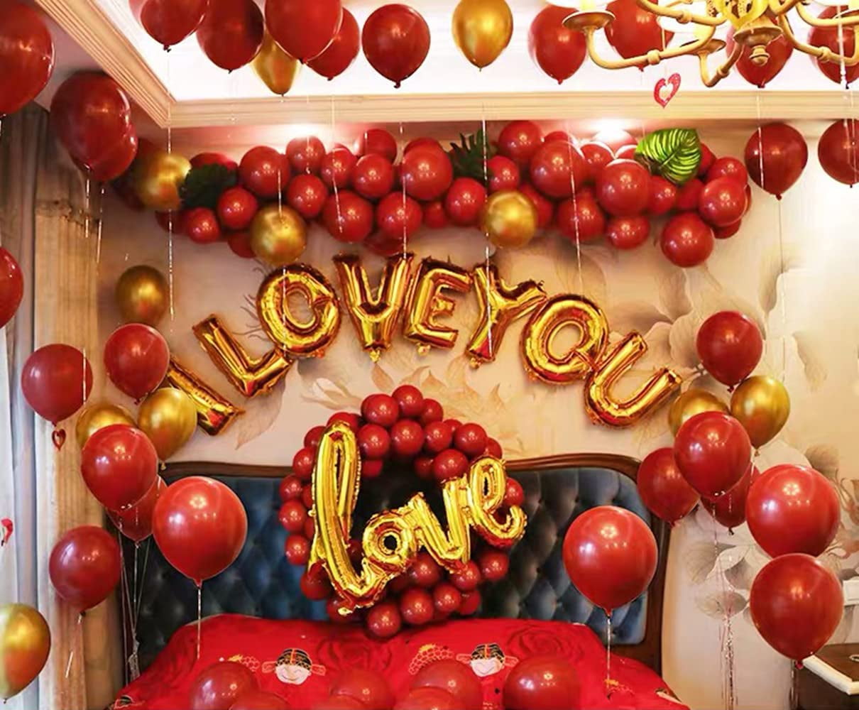 Red and Gold Balloon Arch Kit,118 pcs Ruby Red and Gold Party ...