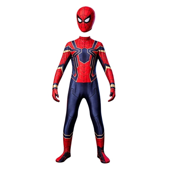 Red Gold Blue Superhero Suit for Adult , Full Body Jumpsuit with Integrated Mask, Halloween Dress Up & Stage Performance Outfit for Men Women Boys Girls