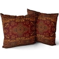 thumbnail image 1 of Red Gold Boho Throw Pillow Covers 20x20 Inch Bohemian Vintage Retro Rug Carpet Decorative Pillows Square Pillow Cases Farmhouse Accent Home Decor for Bedroom Couch Sofa Porch Set of 2, 1 of 1