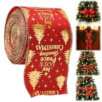 Red Gold Christmas Glitter Ribbon, Christmas Wrapping Decor, Christmas Ribbon Decor for Christmas Tree, Christmas Ribbon for Christmas DIY Crafts & Home Decor