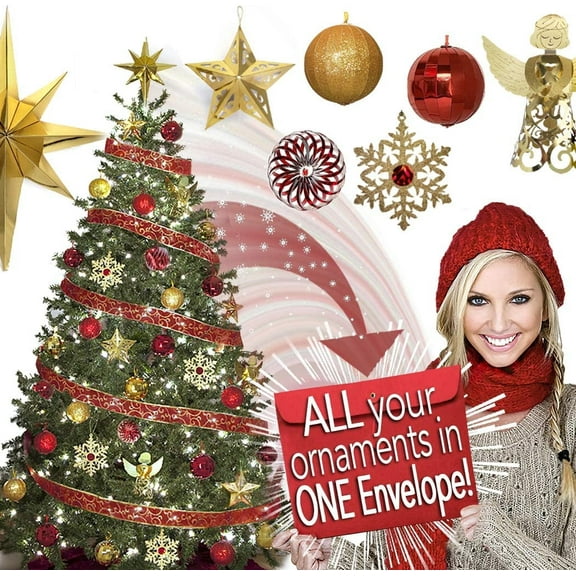 Red Gold Christmas Ornaments Set (Pop_up/Collapsible) 41 Count