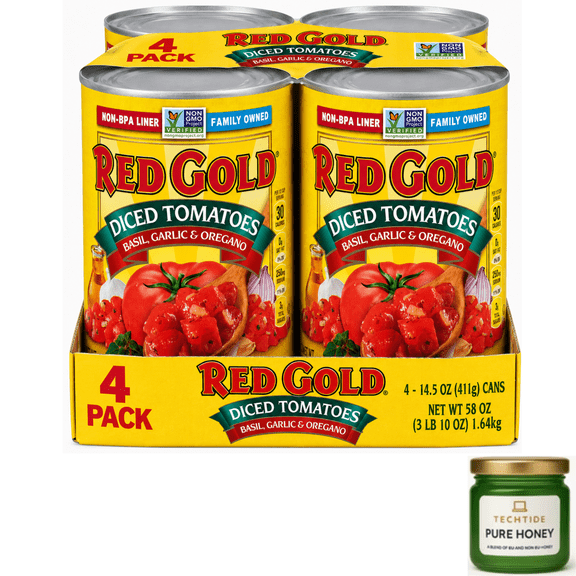Red Gold Diced Tomatoes with Basil, Garlic and Oregano, 14.5 oz Can ( pack of 4 )