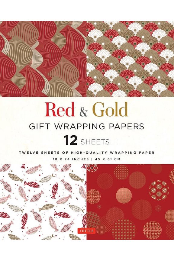 Red & Gold Gift Wrapping Papers - 12 Sheets: 18 X 24 Inch (45 X 61 CM) Wrapping Paper (Other)