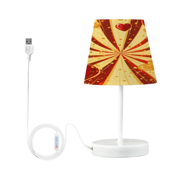 Red Gold Hearts and Ray Desk Lamp LED Table Nightstand Lamps with 3 Color Temperatures for Home Bedroom Living Room Decor 6x11