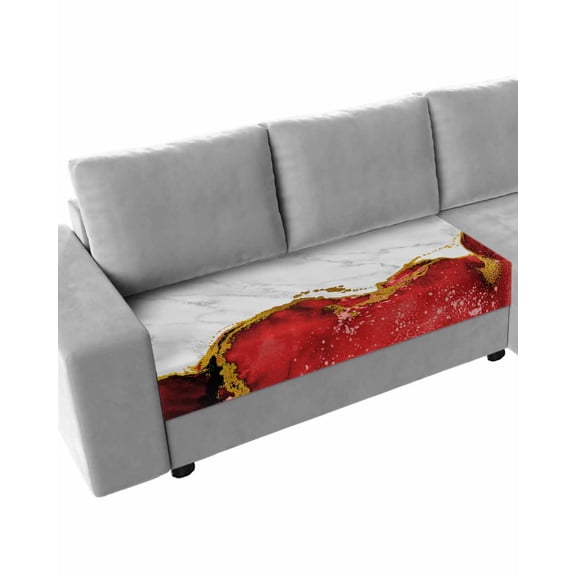 Red Gold Marble Couch Cushion Covers Stretch, Washable Sofa Seat Covers Individual Seat Cushion Sofa Slipcovers Modern Abstract Marble Crack Texture Couch Cover Furniture Protector M-1PCS