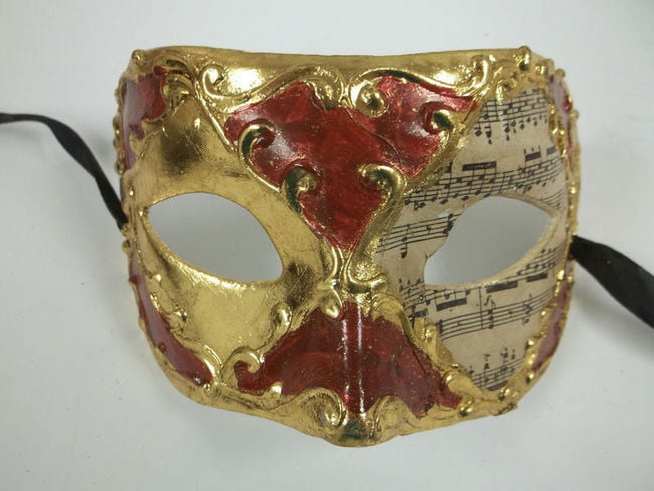 Red Gold Music Masquerade Paper Mache Mardi Gras Mask