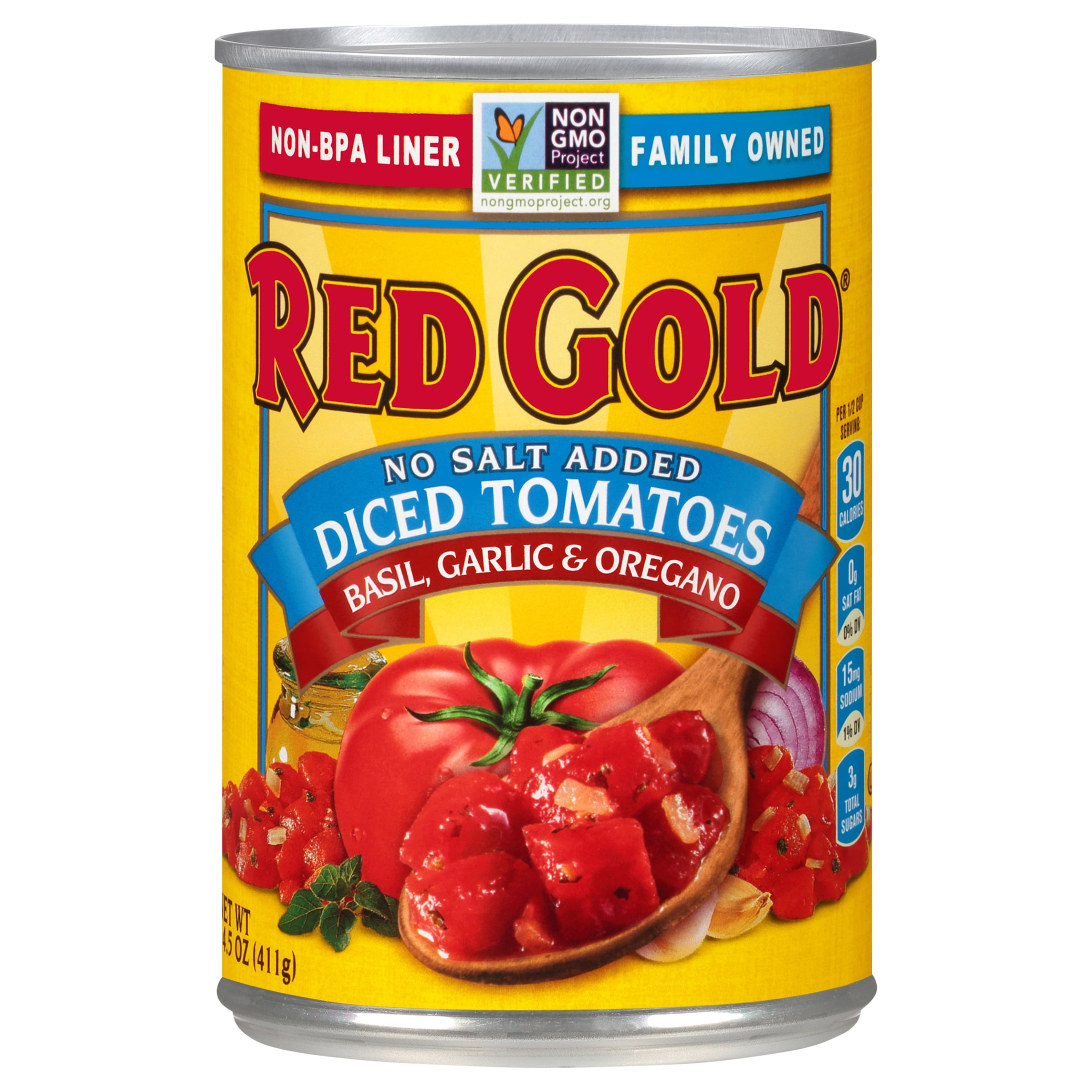 Red Gold No Salt Added Diced Tomatoes Basil, Garlic & Oregano 14.5oz