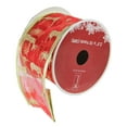 thumbnail image 1 of Northlight Red and Gold Glittering Reindeer Wired Christmas Craft Ribbon 2.5" x 10 Yards, 1 of 3
