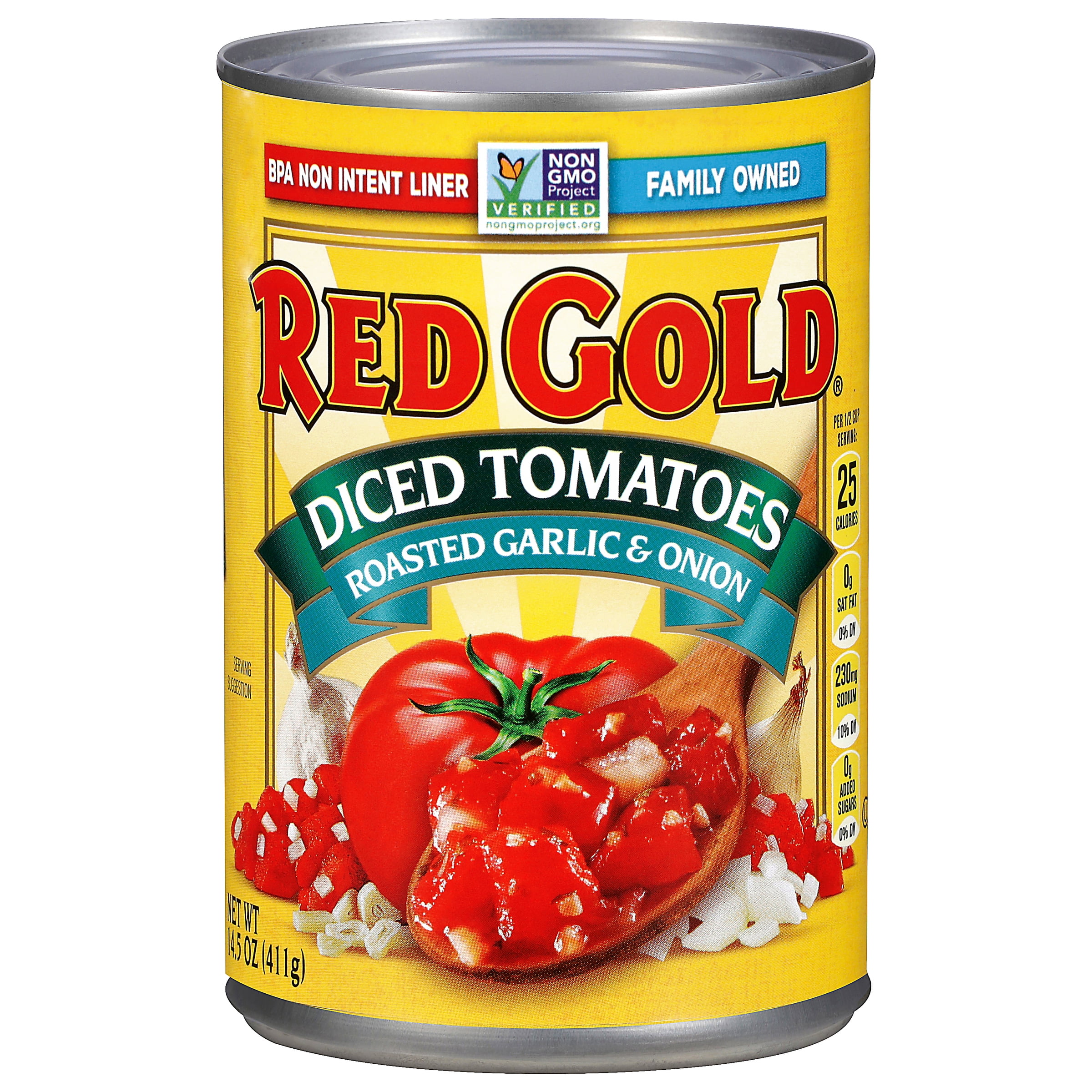 Red Gold Diced Tomatoes with Roasted Garlic and Onion, 14.5 oz Can