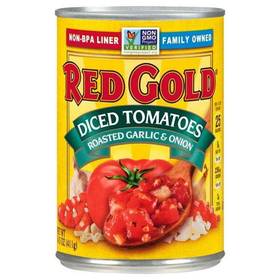 Red Gold Diced Tomatoes with Roasted Garlic and Onion, 14.5 oz Can