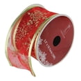 thumbnail image 1 of Northlight Cranberry Red and Gold Glitter Snowflakes Wired Christmas Craft Ribbon 2.5 x 10 Yards, 1 of 4