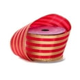 thumbnail image 1 of Red Gold Striped Satin Ribbon - 2 1/2" x 10 Yards, Wedding, Wreath, Gift Wrap, Centerpieces, Vase, Bouquet, Streamers, Bows, Christmas, Valentine's Day, 1 of 1