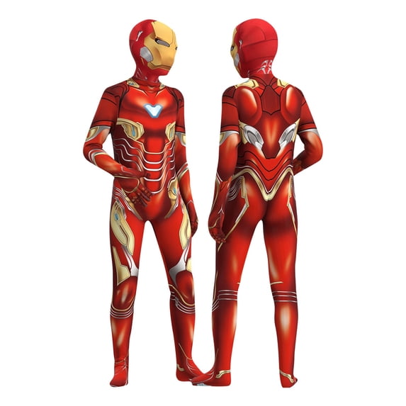 Red Gold Superhero Armor Bodysuit Costume with Nano Pattern for Halloween Comic Con Cosplay Outfit 160