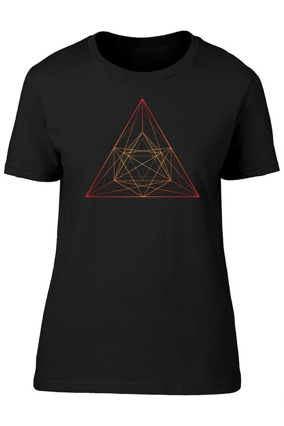 Red Golden Geometric Triangle T-Shirt Women -Image by Shutterstock, Female Medium