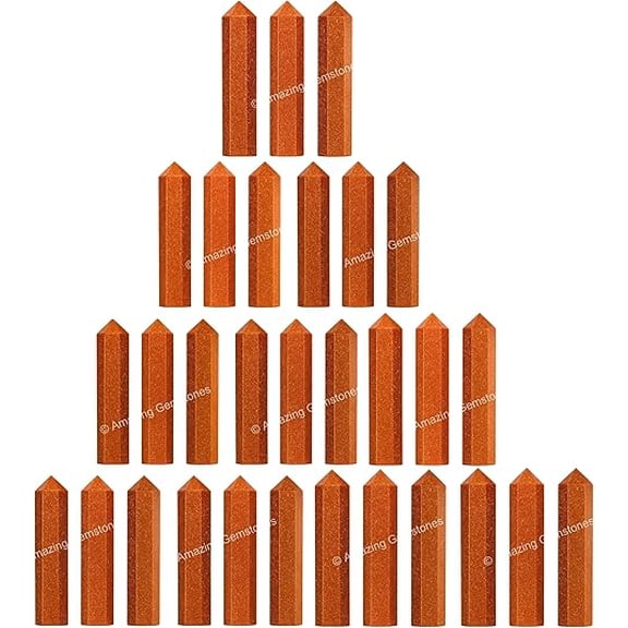 Red Goldstone Crystal Points, Healing Crystals for Crafts, Crystal Grid, DIY Work (Pack of 3)