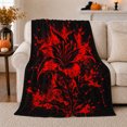 thumbnail image 1 of Red Gothic Lily on Black Splatter Field, Bold Botanical Style for Dark Art Lovers, Crimson Flower Flame Motif and Birthday Gift, Cozy Flannel Blanket for Bedroom and Living Room, Home Decor, 1 of 9