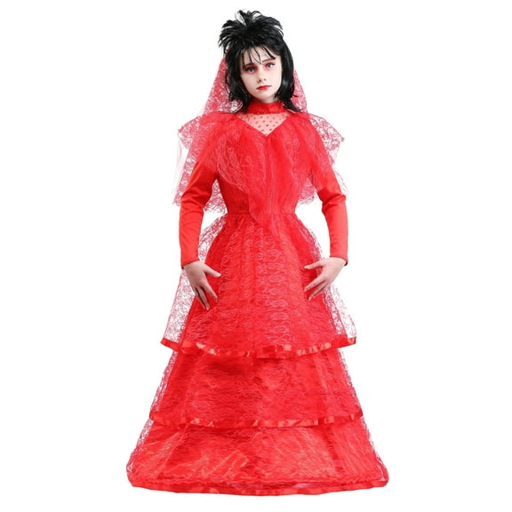 Red Gothic Wedding Dress Costume for Kids